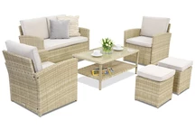 Meubles de jardin Monaco Coffee 4 + 2 poufs Garden Point beige