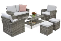 Meubles de jardin Monaco Coffee 4 + 2 poufs Garden Point gris
