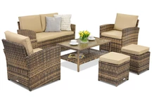 Meubles de jardin  Monaco Coffee 4 + 2 poufs Garden Point marron