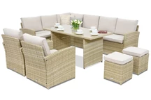 Meubles de jardin Monaco Comida 7 + 2 poufs Garden Point beige