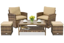 Meubles de jardin Monaco Terrace + 2 poufs Garden Point marron