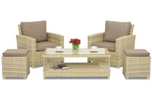 Meubles de jardin en résine tressée Bristol Terrace + 2 poufs Garden Point beige