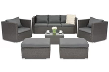 Meubles de jardin en résine tressée Roma Coffee 5 + 2 poufs Garden Point anthracite