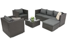 Meubles de jardin en résine tressée Roma Corner 6 Garden Point anthracite