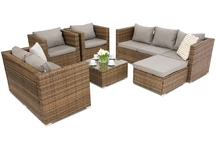 Meubles de jardin en résine tressée Roma Corner 8 Garden Point marron