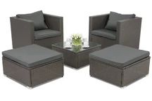 Meubles de jardin en résine tressée Roma Terrace + 2 poufs Garden Point anthracite