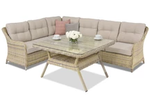 Meubles de jardin en résine tressée Toledo Comida 5 Angular Garden Point beige