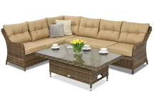 Meubles de jardin en résine tressée Toledo Comida 5 Lift Garden Point marron