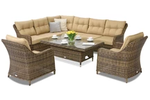 Meubles de jardin en résine tressée Toledo Comida 7 Lift Garden Point marron