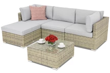 Meubles de jardin en résine tressée Venice Corner 4 Garden Point gris