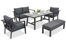 Mobilier de jardin en aluminium Sydney Apetito 4 avec banquette Garden Point anthracite