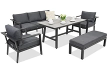 Mobilier de jardin en aluminium Sydney Apetito 5 avec banquette Garden Point anthracite