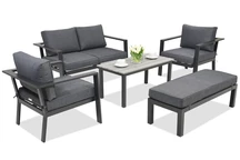 Mobilier de jardin en aluminium Sydney Coffee 4 avec banquette Garden Point anthracite