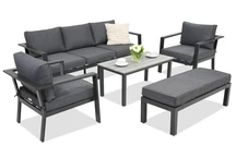 Mobilier de jardin en aluminium Sydney Coffee 5 avec banquette Garden Point anthracite