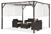 Pergola de terrasse en métal Santorini 3 x 3 m marron et blanc Garden Point