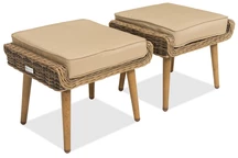 Pouf Bilbao en techno rotin pour terrasse Garden Point marron - 2 pièces