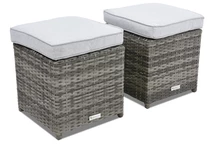 Pouf Monaco en techno rotin gris Garden Point - lot de 2