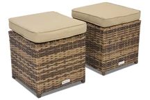 Pouf Monaco en techno rotin marron Garden Point  - lot de 2