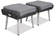 Pouf anthracite en techno rotin pour terrasse- 2 pièces