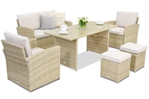 Salon de jardin Monaco Apetito 4 + 2 poufs Garden Point beige