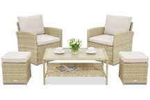 Salon de jardin Monaco Terrace + 2 poufs Garden Point beige