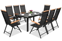 Salon de jardin en aluminium Polywood Verona Wood 8 places Garden Point noir