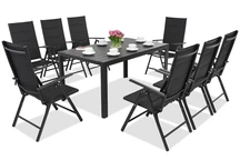 Salon de jardin en aluminium polywood Verona 8 places Garden Point noir