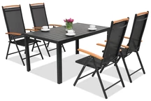 Salon de jardin en aluminium polywood Verona Wood 4 places Garden Point noir  