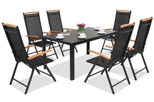 Salon de jardin en aluminium polywood Verona Wood 6 places Garden Point noir  