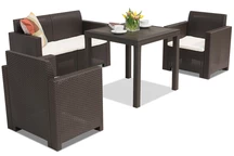Salon de jardin en polyrotin Nebraska Dallas Apetito 4 marron Bica