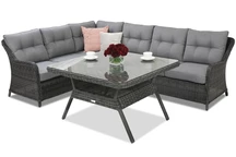 Salon de jardin en rotin Toledo Comida 5 Angular Garden Point anthracite