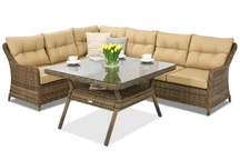 Salon de jardin en rotin Toledo Comida 5 Angular Garden Point marron