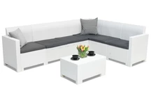 Coin technorattan avec table Nebraska Corner Max 6 blanc Bica