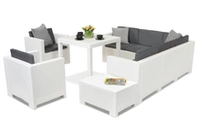 Colorado Dallas Comida 7 ensemble de meubles en rotin blanc Bica