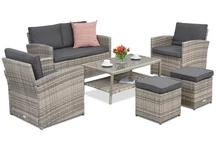 Meubles de jardin Monaco Coffee 4 + 2 poufs Garden Point gris clair