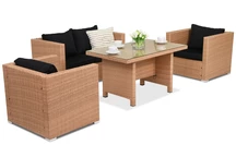 Meubles de jardin en résine tressée Roma Apetito 4 Garden Point couleur miel