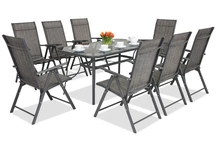 Mobilier de jardin métallique Modena/Rosario anthracite 8 places Garden Point, anthracite