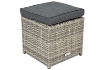 Pouf en polyrotin Monaco Garden Point gris clair - lot de 2 pièces