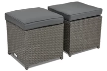 Pouf en résine tressée pour la terrasse Monaco Garden Point anthracite - ensemble de 2 pièces