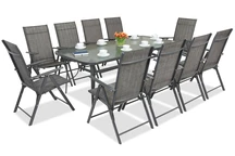 Salle à manger métallique Modena/Rosario anthracite 10 places avec grande table 200 cm Garden Point