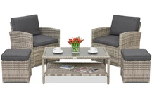 Salon de jardin Monaco Terrace + 2 poufs Garden Point gris clair