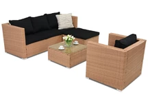 Salon de jardin en résine tressée Roma Corner 5 Garden Point miel