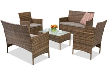 Salon de jardin en rotin Calabria Coffee Premium 6 Garden Point marron