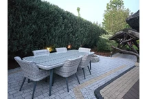 Ensemble de salle à manger exclusif avec une grande table Cordoba pour 12 personnes Garden Point blanc