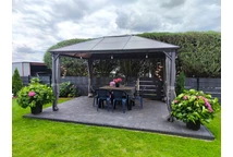 Pavillon Milos 3x4m avec rideaux Garden Point gris