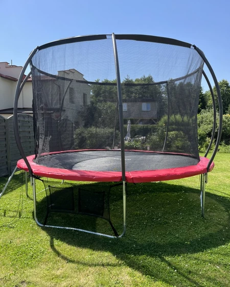 Trampoline de jardin haut de gamme avec maille interne 366 cm Jump Hero 12FT rouge