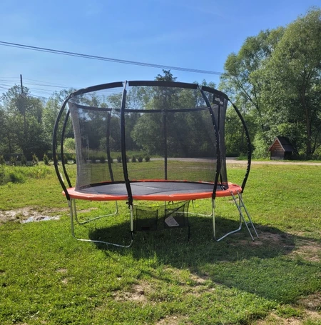 Trampoline de jardin haut de gamme avec maille interne 366 cm Jump Hero 12FT orange