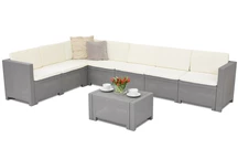 Canapé d'angle en rotin avec table Colorado Corner Max 7 gris Bica