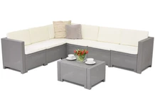 Canapé d'angle en rotin avec une table Colorado Corner 6 gris Bica