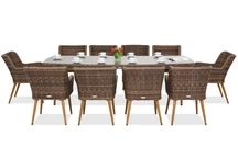 Ensemble de salle à manger exclusif avec une grande table Cordoba pour 10 personnes Garden Point marron